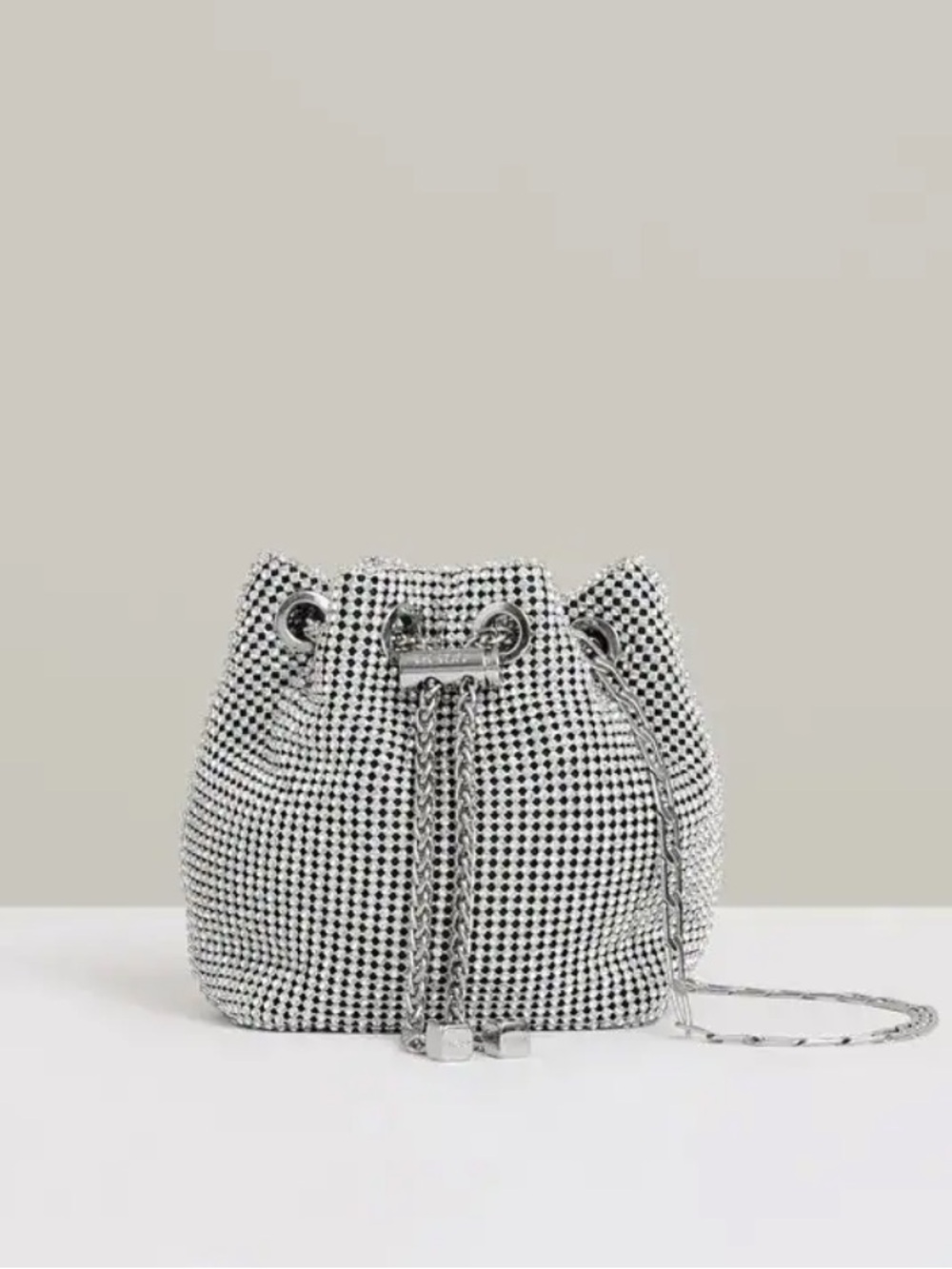Reiss Demi Crystal Bucket mini Bag - Silver